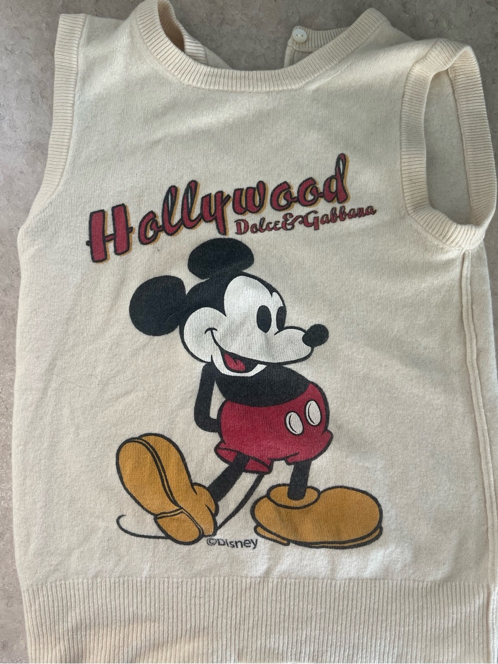 Dolce & Gabbana Cream Hollywood Mickey Mouse Graphic Tank